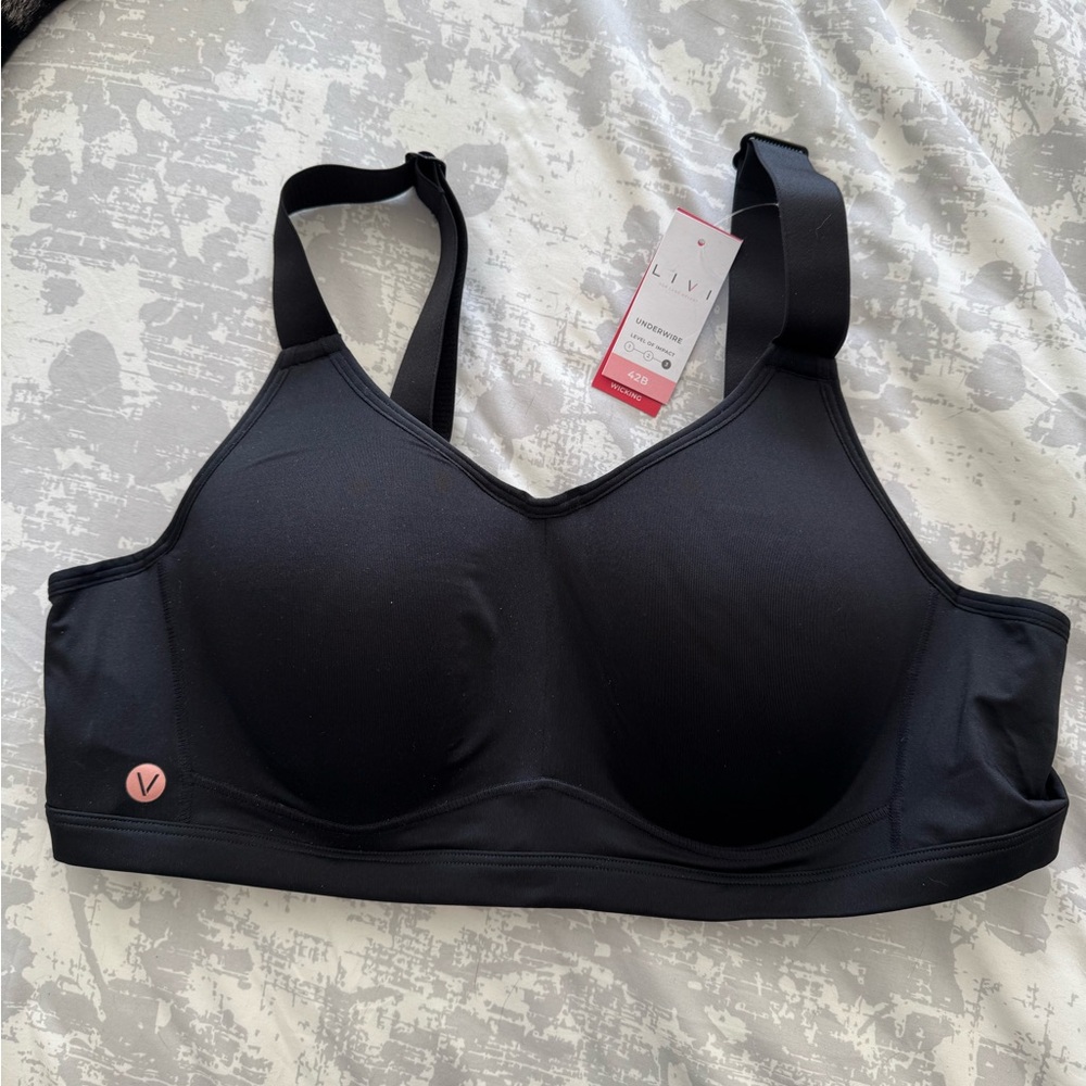 Lane Bryant LIVI Active Black Sports Bra 42B New with tags, High Impact support